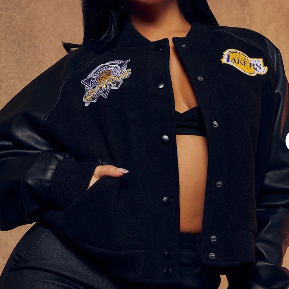 Los Angeles Lakers Faux Leather Varsity Jacket